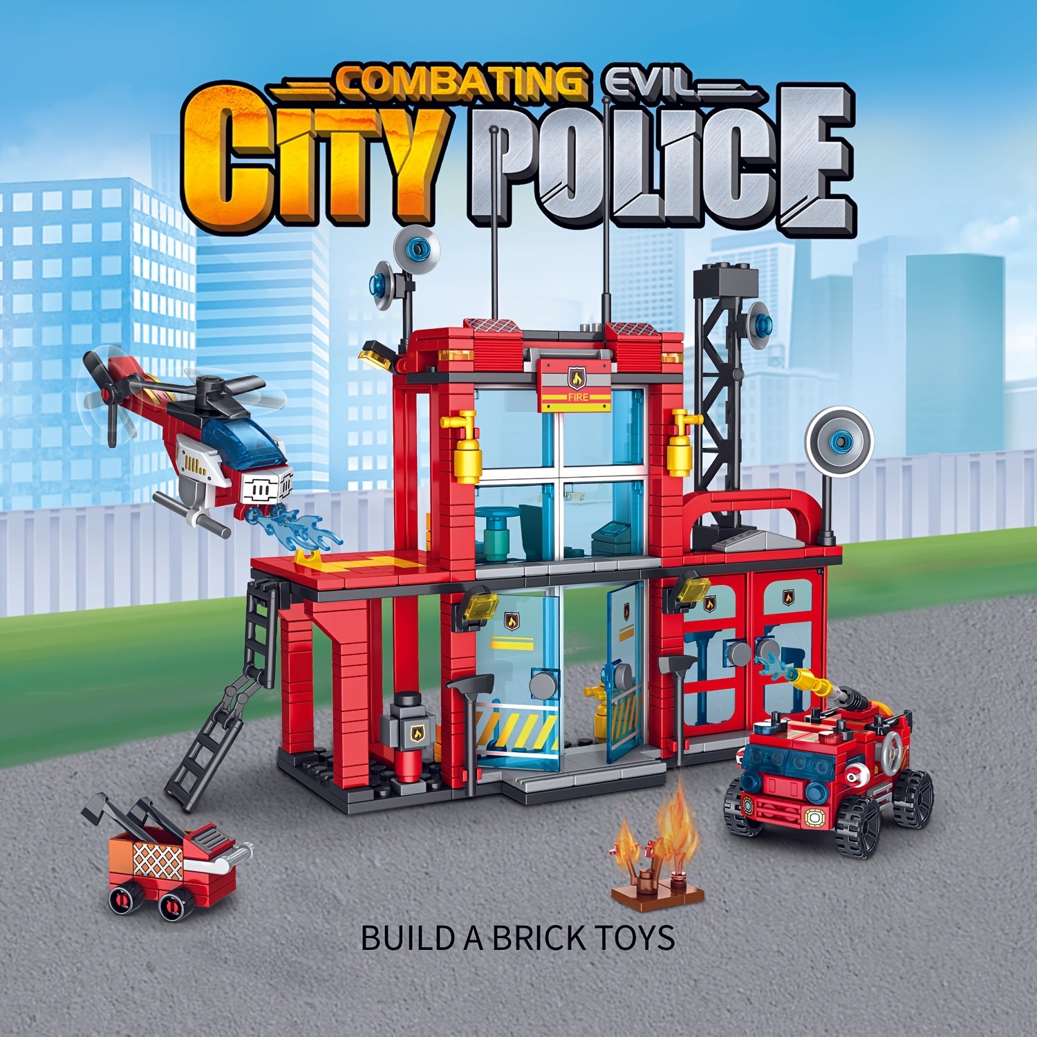 543pcs City Fire Station Building Blocks Set - Great Gift for Kids