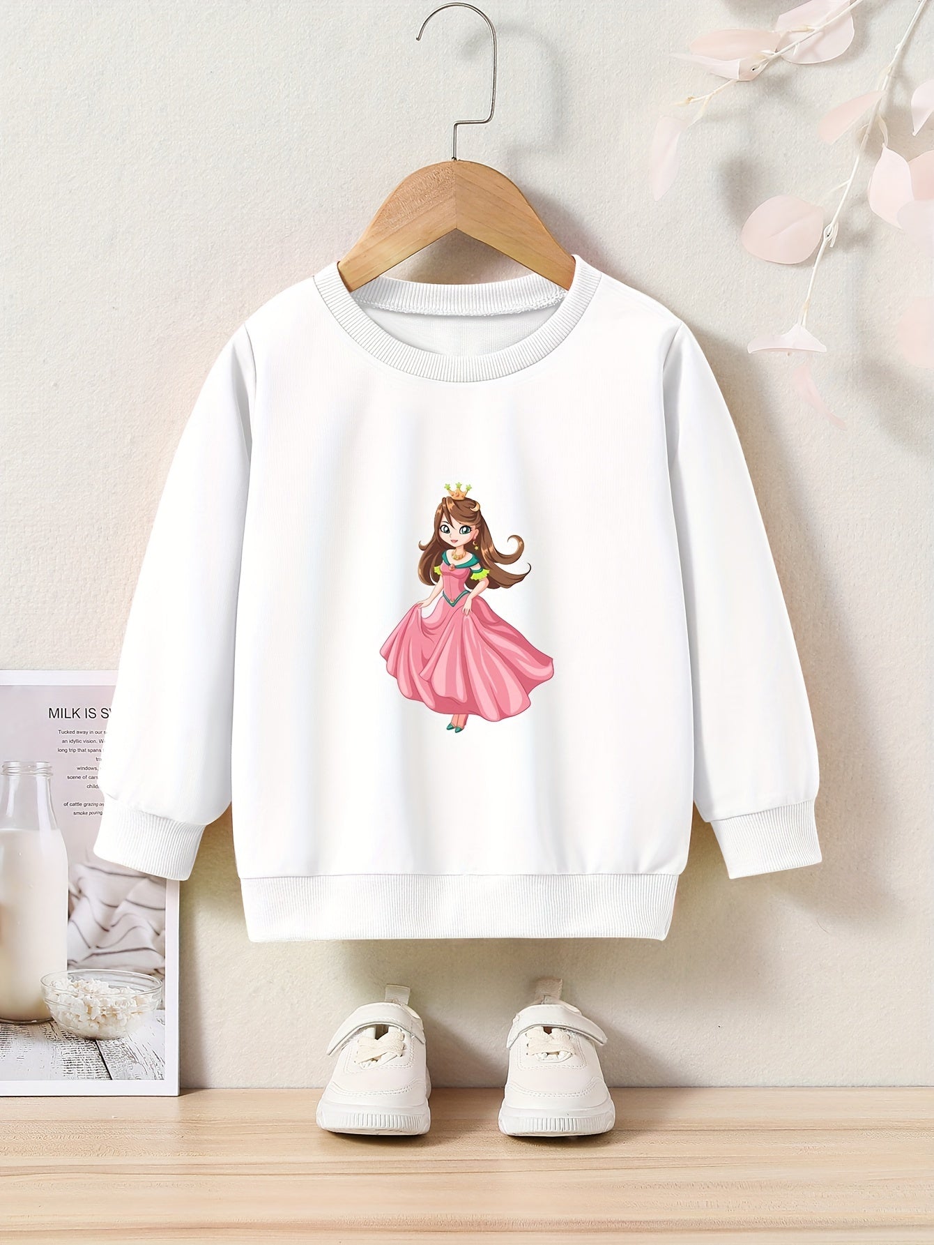 OERYUI Cartoon Princess Crew Neck Pullover Top for Kids