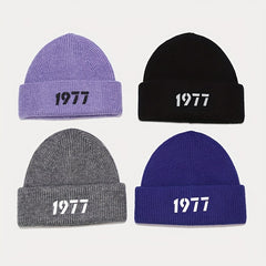 American Retro 1977 Knitted Hat Street Sweet Cooler Casual Hip Hop Autumn Winter