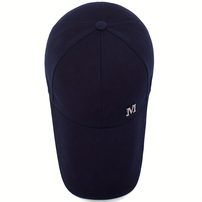 Men's Plain Long Bill Snapback Cap UV Protection Baseball Cap
