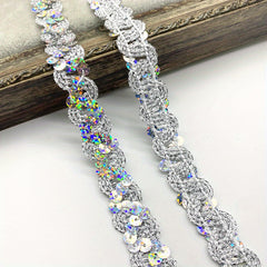 2 Yards Glittering Sequined Ribbon Trims For DIY Sewing