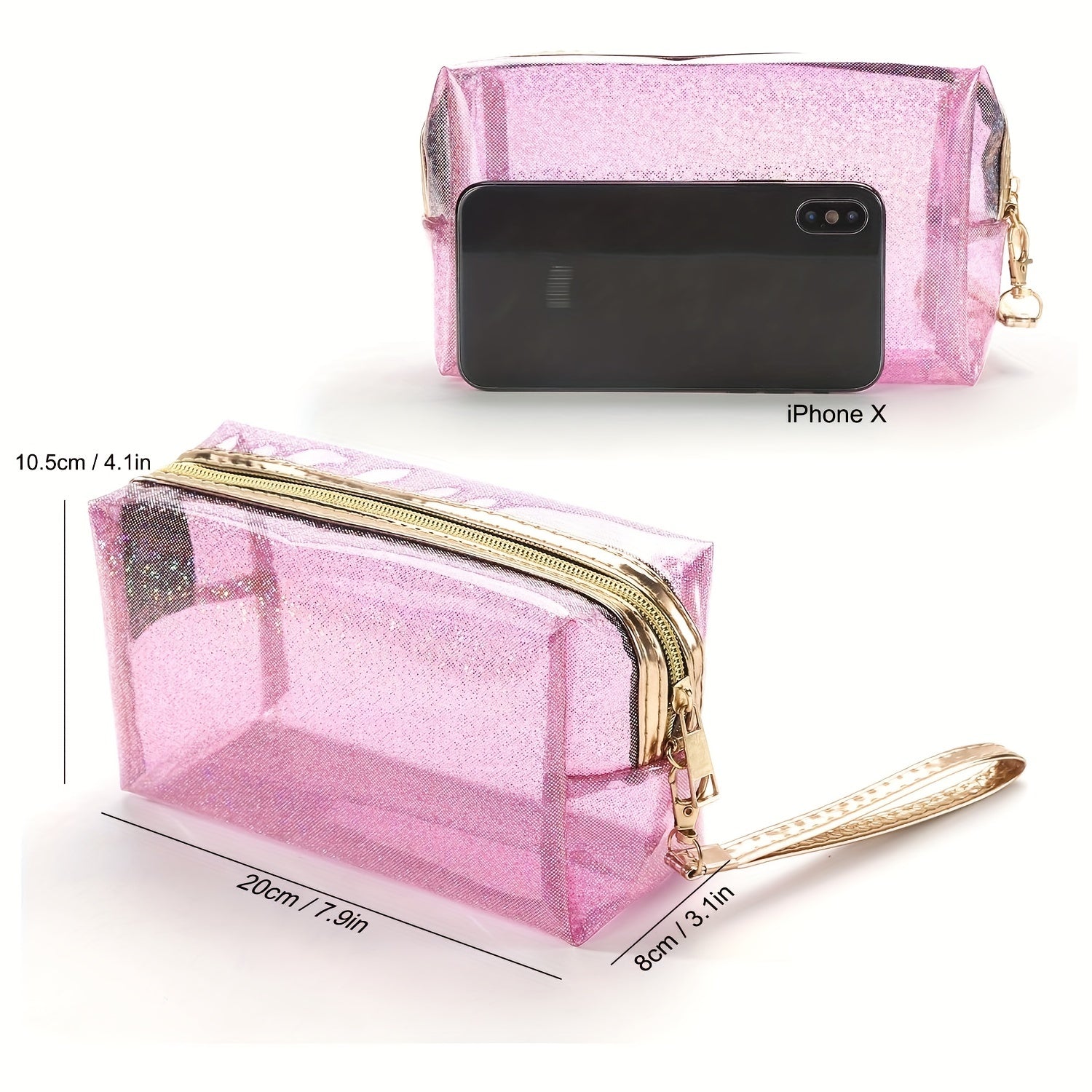 Clear Waterproof Cosmetic Bag with Zipper, Travel Makeup Storage