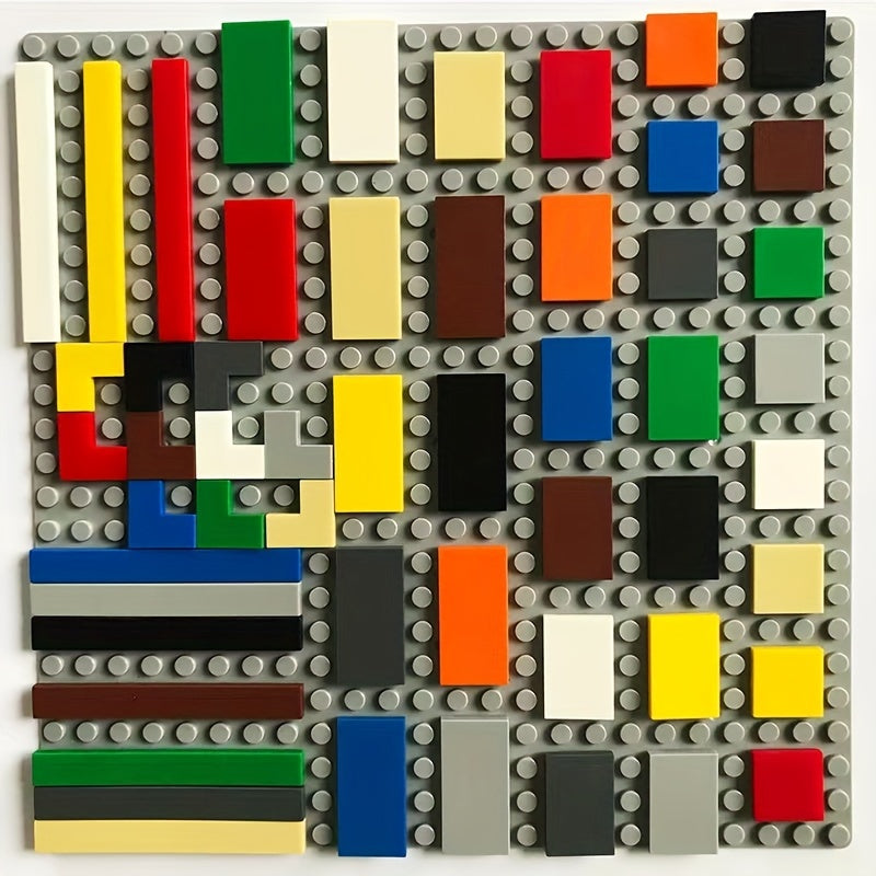 100pcs ABS Plastic Building Blocks Set Flat Tiles DIY Construction Toy Kit