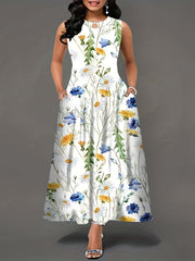 Floral Print Round Neck Maxi Tank Dress