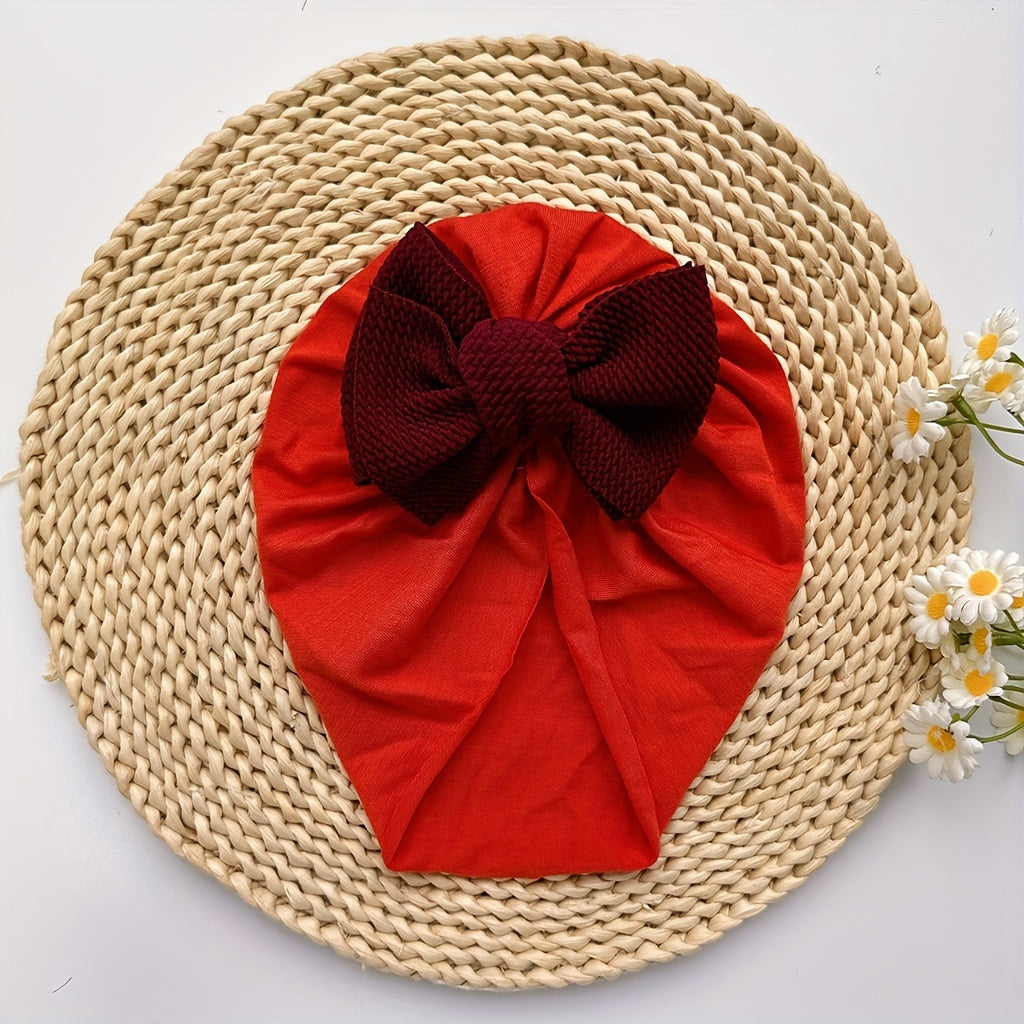 Baby Girls Twill Bubble Bownot Decor Turban Soft Hair Wrap Head Accessories
