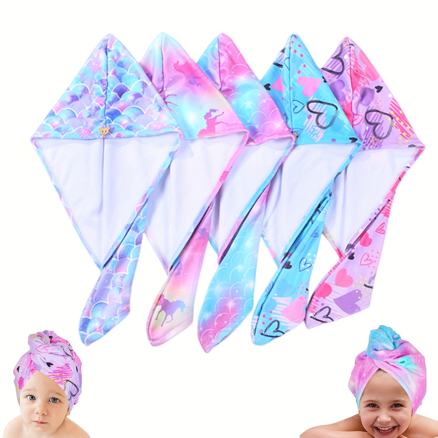 Microfiber Hair Towel with Button Soft Hair Drying Cap Hair Turban Hair Towel