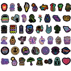 100Pcs Neon Waterproof Vinyl Decals for Water Bottles Laptops & More
