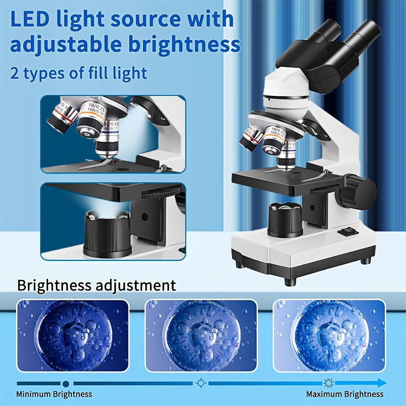 40X 1000X Binocular Microscope with Upgraded LED Light
