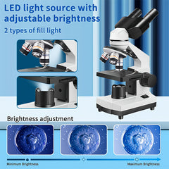 40X 1000X Binocular Microscope with Upgraded LED Light