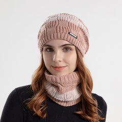 2pcs Knitted Hat Scarf Set Winter Warm Earmuffs Men Women