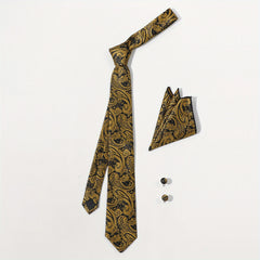 4pcs Golden Paisley Tie Set for Men Women
