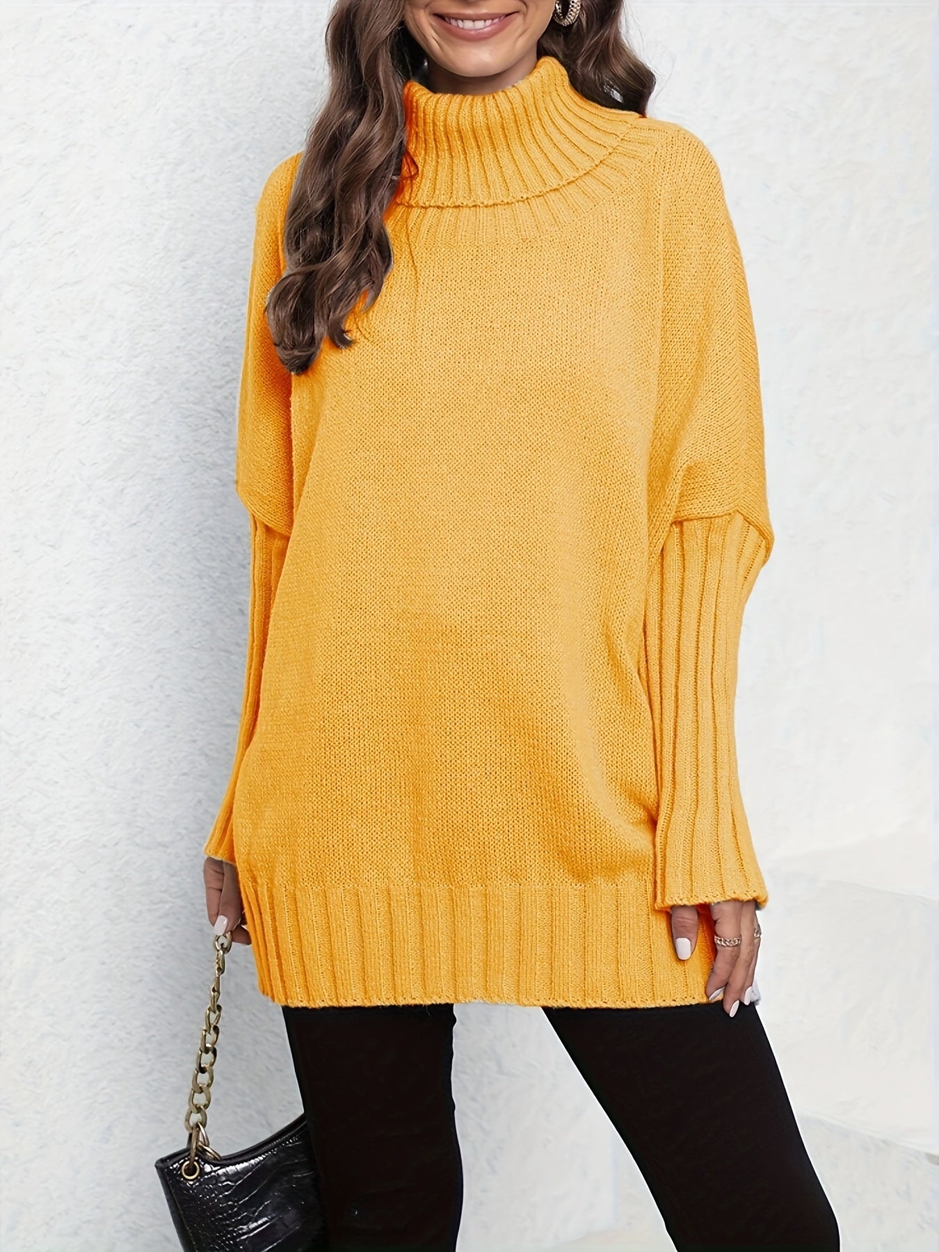 Turtle Neck Bat Sleeve Sweater