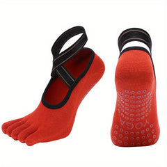 Non Slip Cross Strap Dance Socks with Five Toe Split