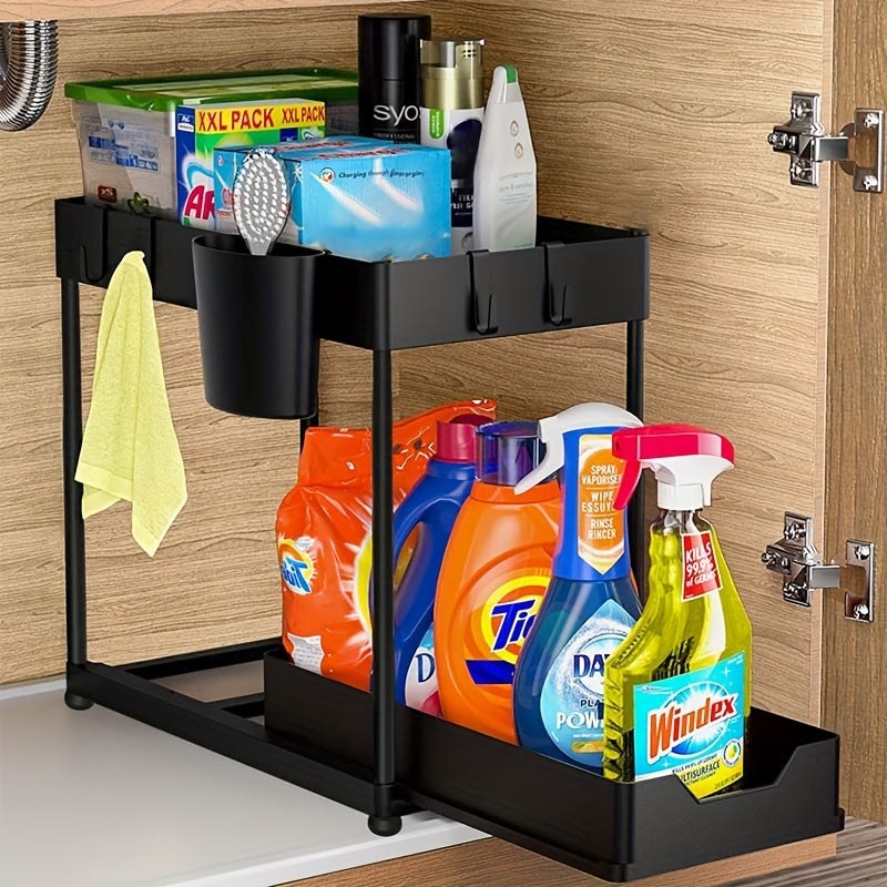 Sliding Storage Rack Kitchen Organizer Double Layer