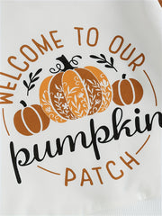 Girls Pumpkin Colorblock Graphic Crew Neck Sweatshirt Halloween Pullovers