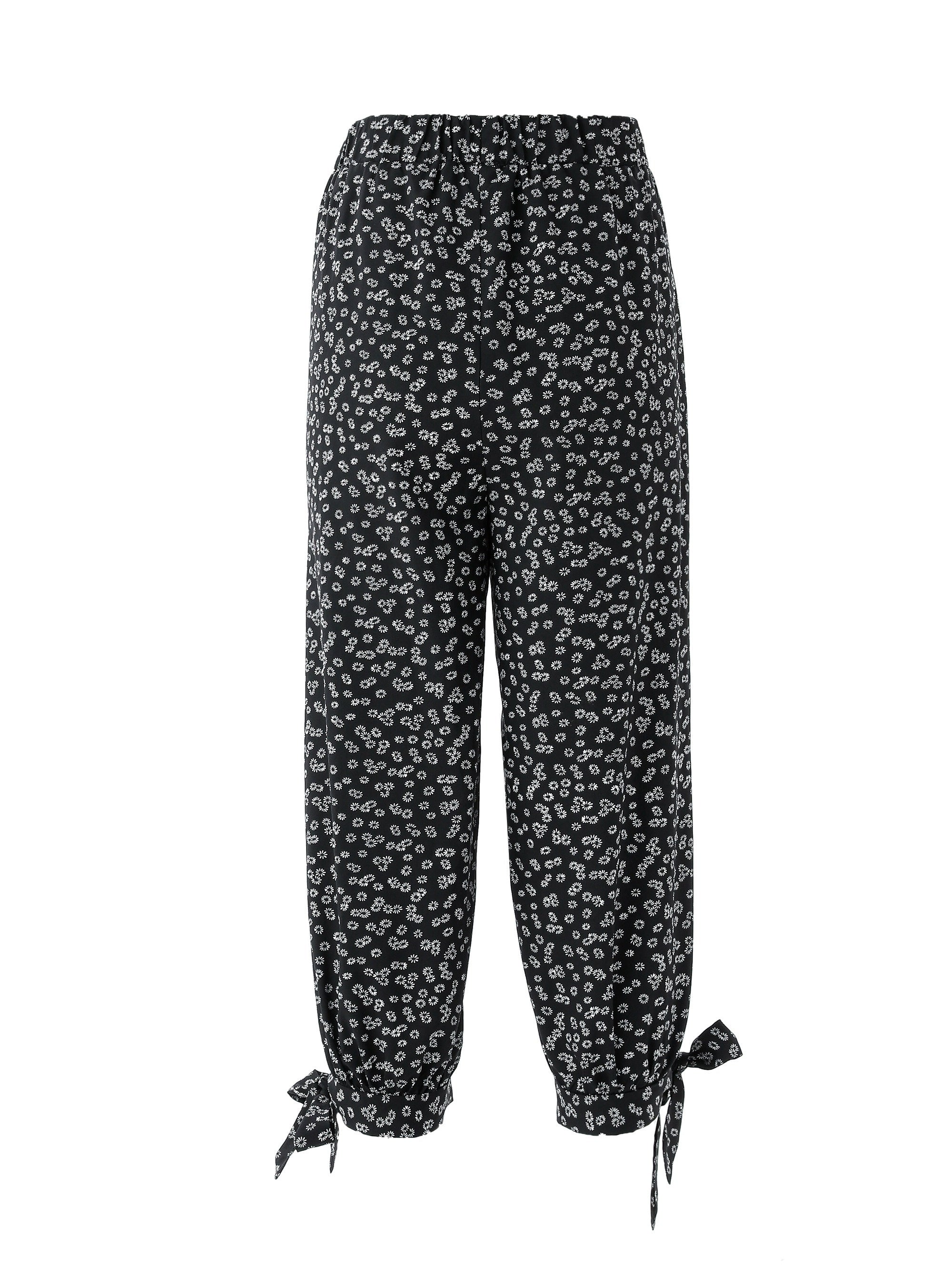 Floral Print Capris Pants Elastic Waist Casual Spring Summer