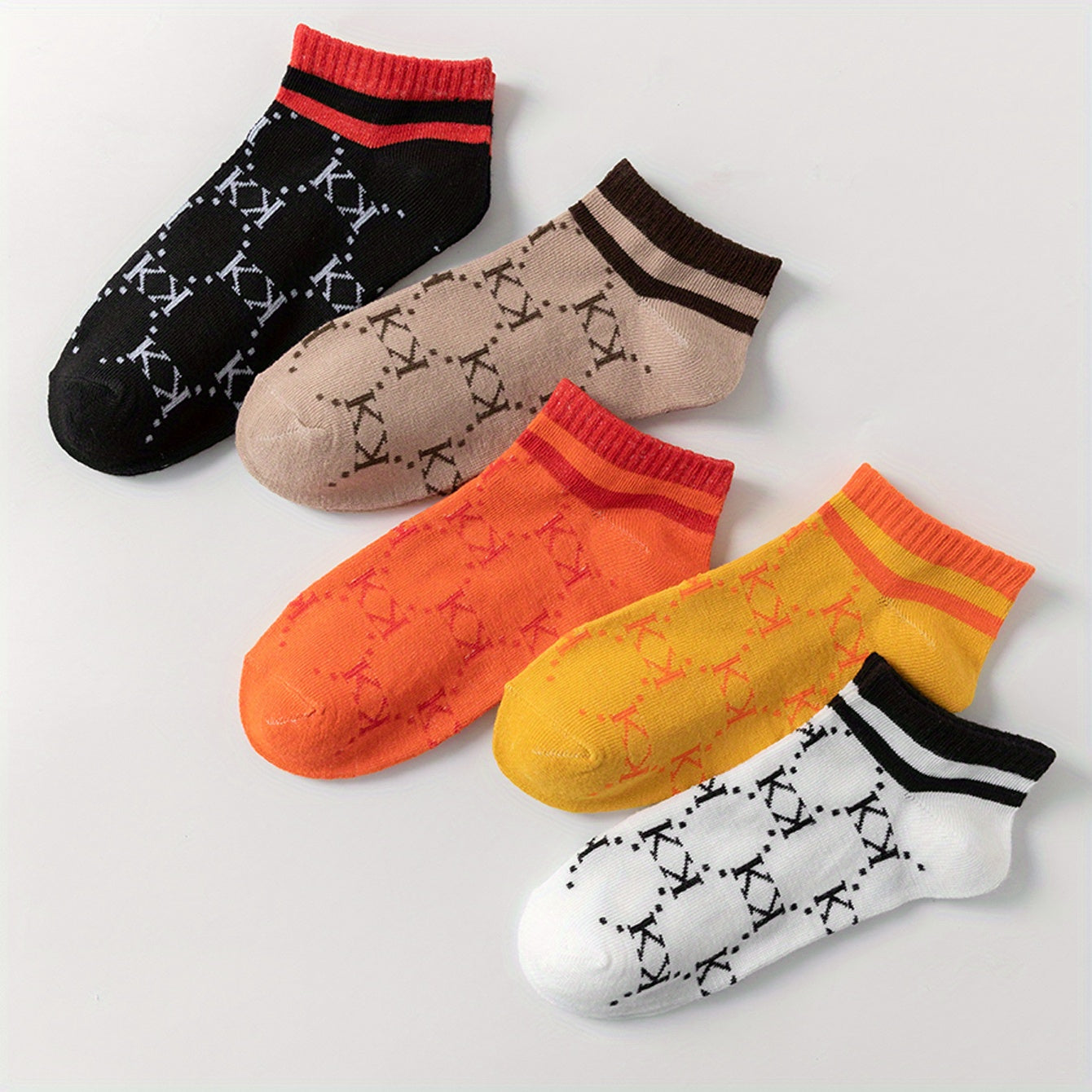 5 Pairs Letter Print Short Socks Women's Stockings