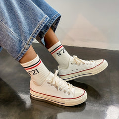 Women's Canvas Lace Up Sneakers Comfortable Low Top Shoes