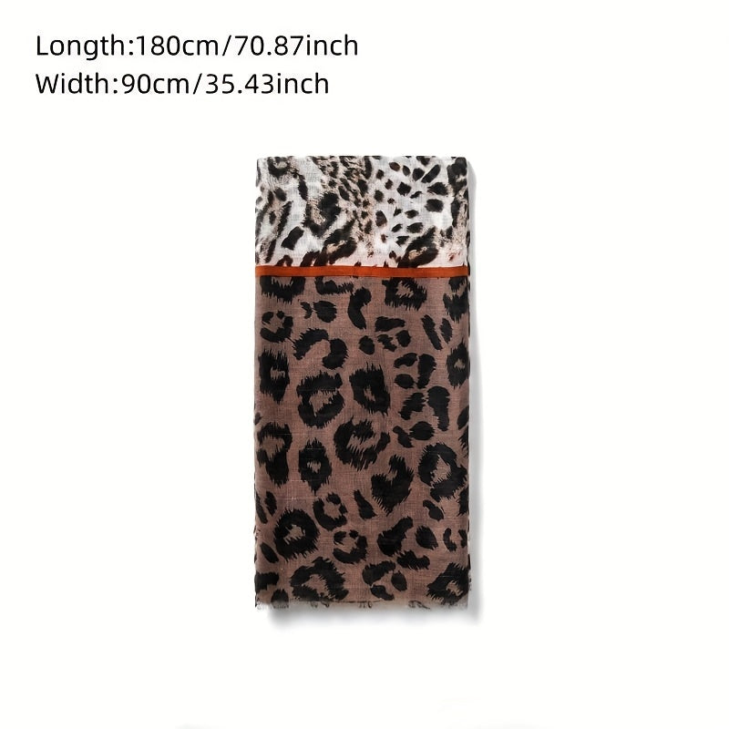 Leopard Printed Scarf Thin Fringed Headscarf Sunscreen Windproof Scarf