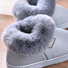 Women's Waterproof Plush Lined Slippers Warm Winter Home Shoes
