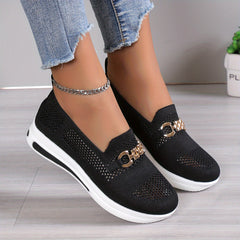 Women's Knit Wedge Shoes Breathable Slip On Casual Walking Shoes