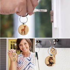10pcs Blank Wooden Key Chain Round Wooden Tag Keychain DIY Accessories