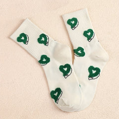 3 Pairs Heart Print Socks Mid Tube Women's Stockings