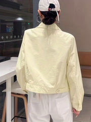 Solid Zip Up Jacket Long Sleeve Outerwear With Pockets