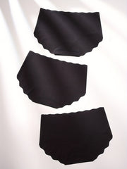 3 Seamless Scallop Trim Briefs Intimates Panties Women's Lingerie