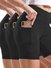 3-Pk Plus Size Sports Leggings Set Women's Wide Waistband Tummy Control
