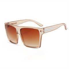Square Frame Sunglasses Gradient Lens UV Block Oversized Flat Top Glasses