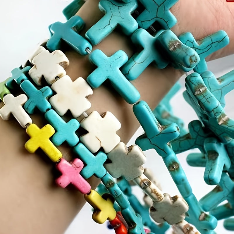 Turquoise Cross Pendant Beads for DIY Jewelry Making