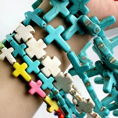 Turquoise Cross Pendant Beads for DIY Jewelry Making