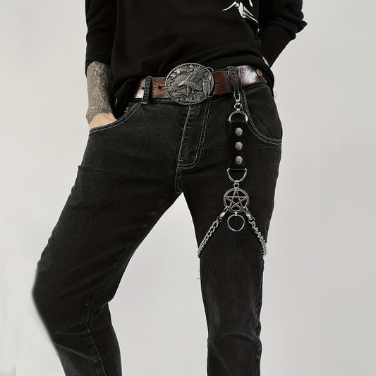 Men's Gothic PU Leather Chain Pants Accessories Chain