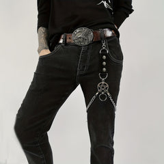 Men's Gothic PU Leather Chain Pants Accessories Chain