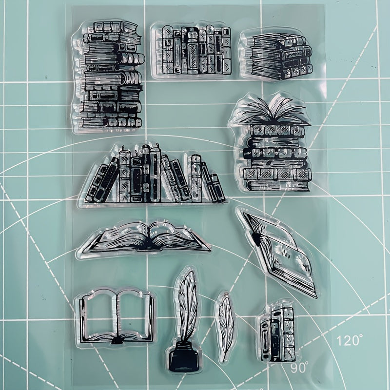 Clear Stamp for Crafting, Transparent Book Theme Design