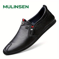 Men's PU Leather Loafer Shoes Comfy Non-slip Slip-On Shoes Men's Driving Shoes