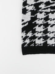 Houndstooth Pattern Knit 2pc Set Long Sleeve Sweater & Midi Skirt