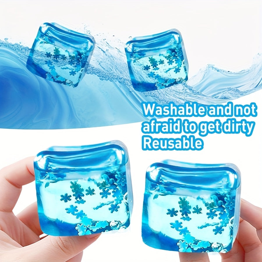 8pcs Snowflake Ice Cube Squishy Toy Anxiety Relief Stress Reliever Novelty Item