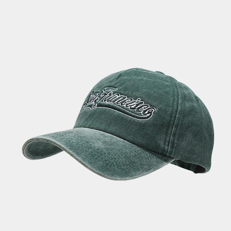 Alphabet Embroidery Washed Baseball Cap Outdoor Sunscreen Cap