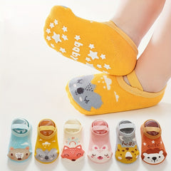 3 Pairs Cartoon Animal Knit Floor Socks for Toddler Baby Boys/Girls