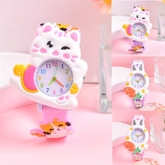 Girls Analog Watch Soft Pastel Pink Yellow Quartz Movement