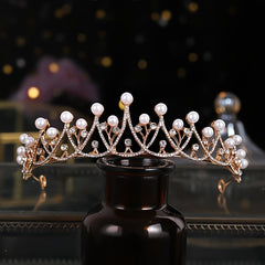 Rhinestone Pearl Queen Crown Baroque Wedding Crown For Bride Princess Tiara