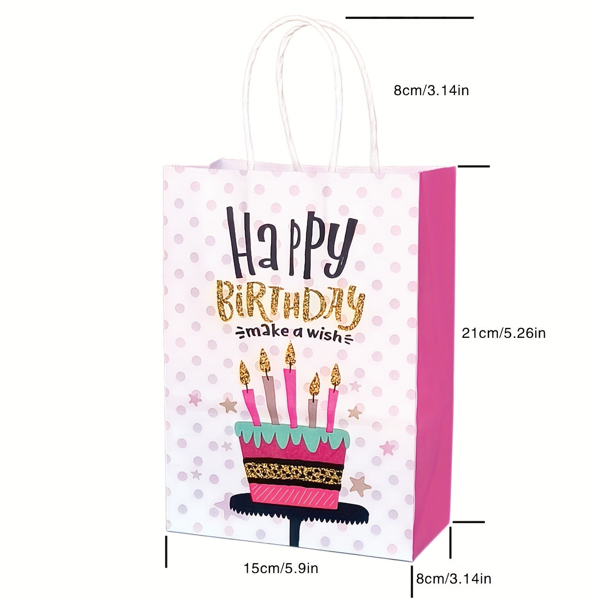 4pcs Happy Birthday Gift Bag Set with Wrappers and Ribbon Ties - Pink Series