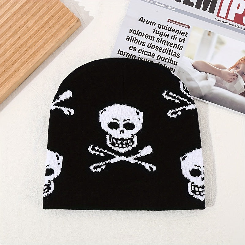 Skull Men's Jacquard Knitted Beanie Hat