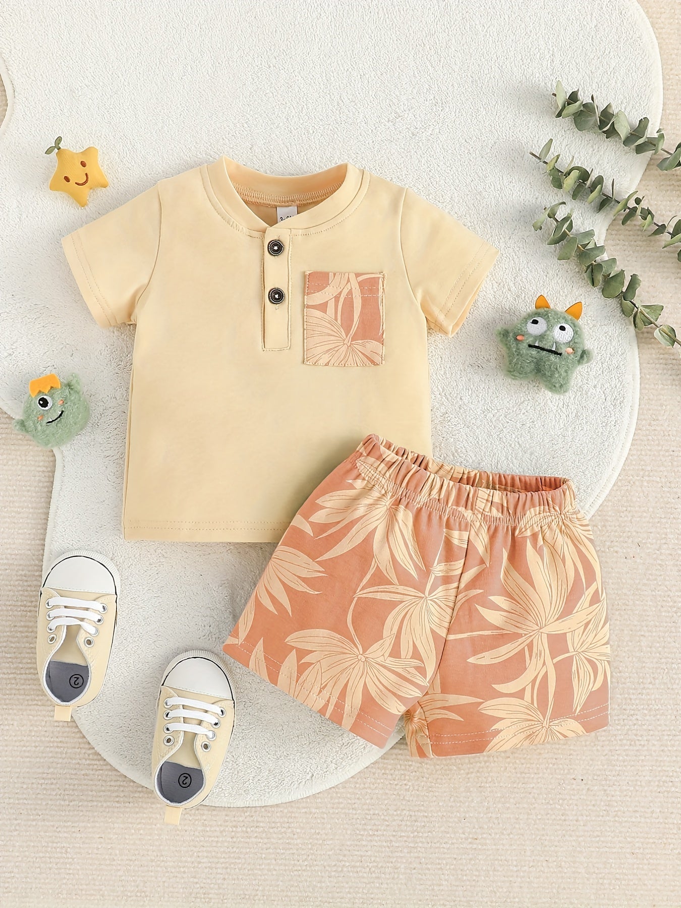 2pcs Baby Boy's Casual T shirt & Shorts Set Kid's Tee Top Outfit