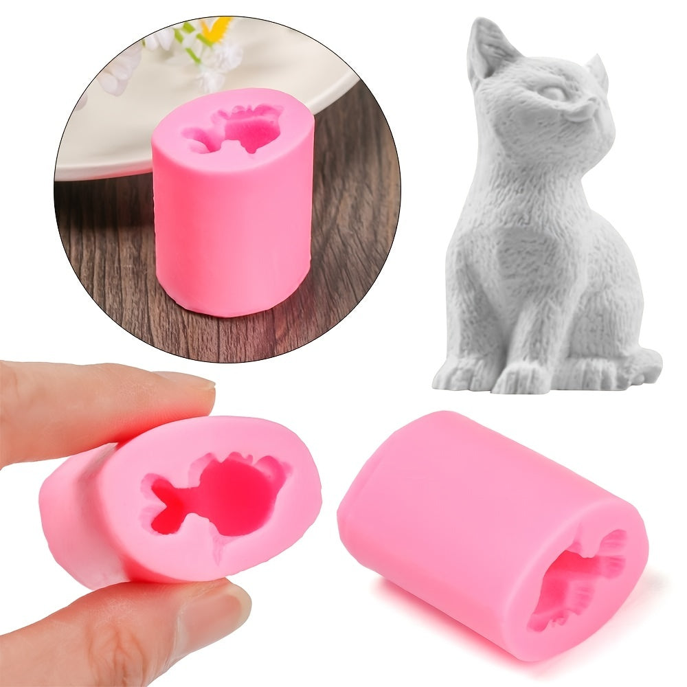 3D Cat Candle Silicone Mold DIY Fondant Cake Decorating Tools
