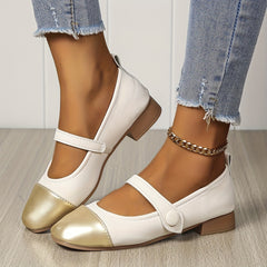Colorblock Buckle Strap Mary Jane Shoes