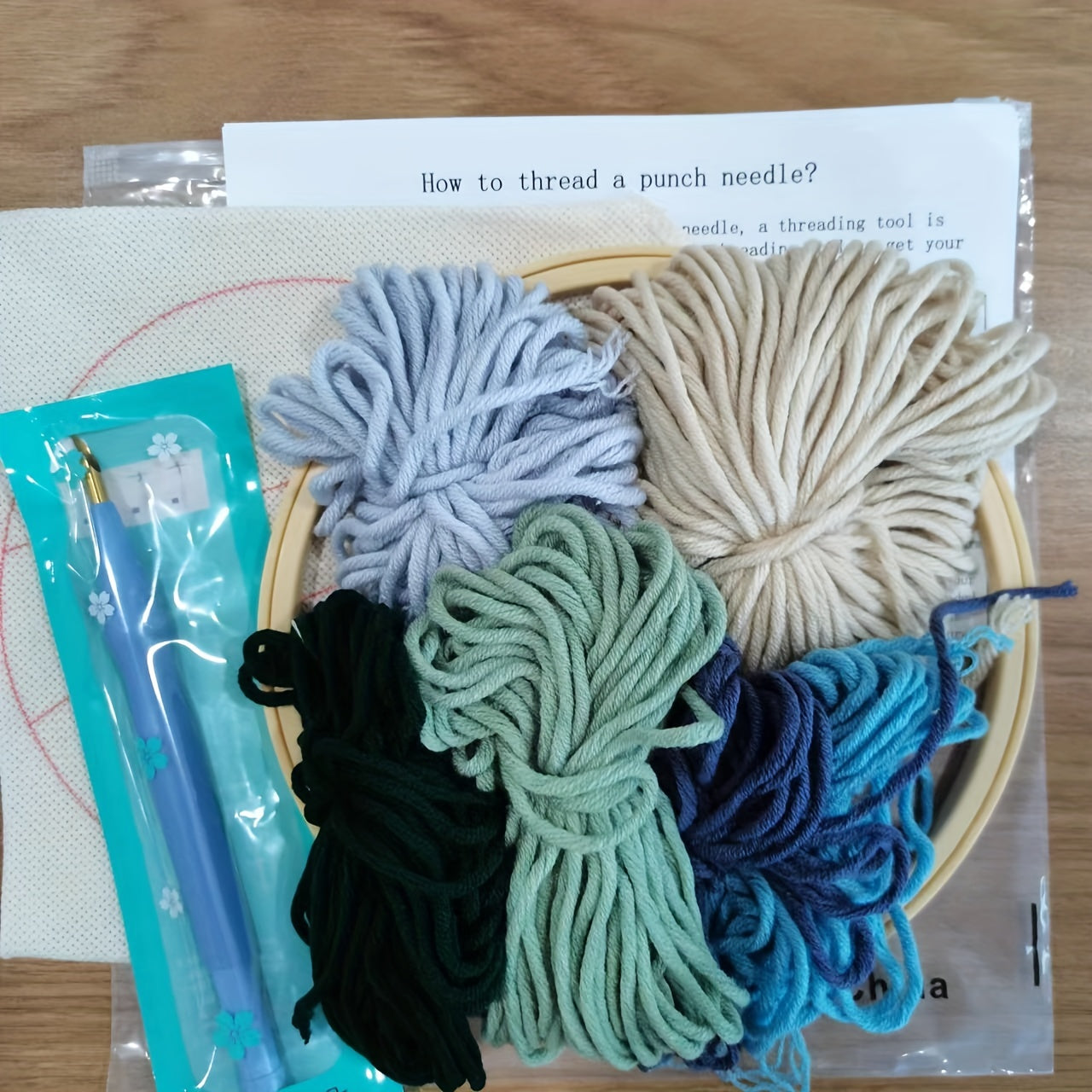 Mountain Pattern Punch Needle Starter Kit DIY Embroidery Kits With Instruction
