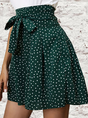 Polka Dot Tie Front Shorts Casual Loose Shorts